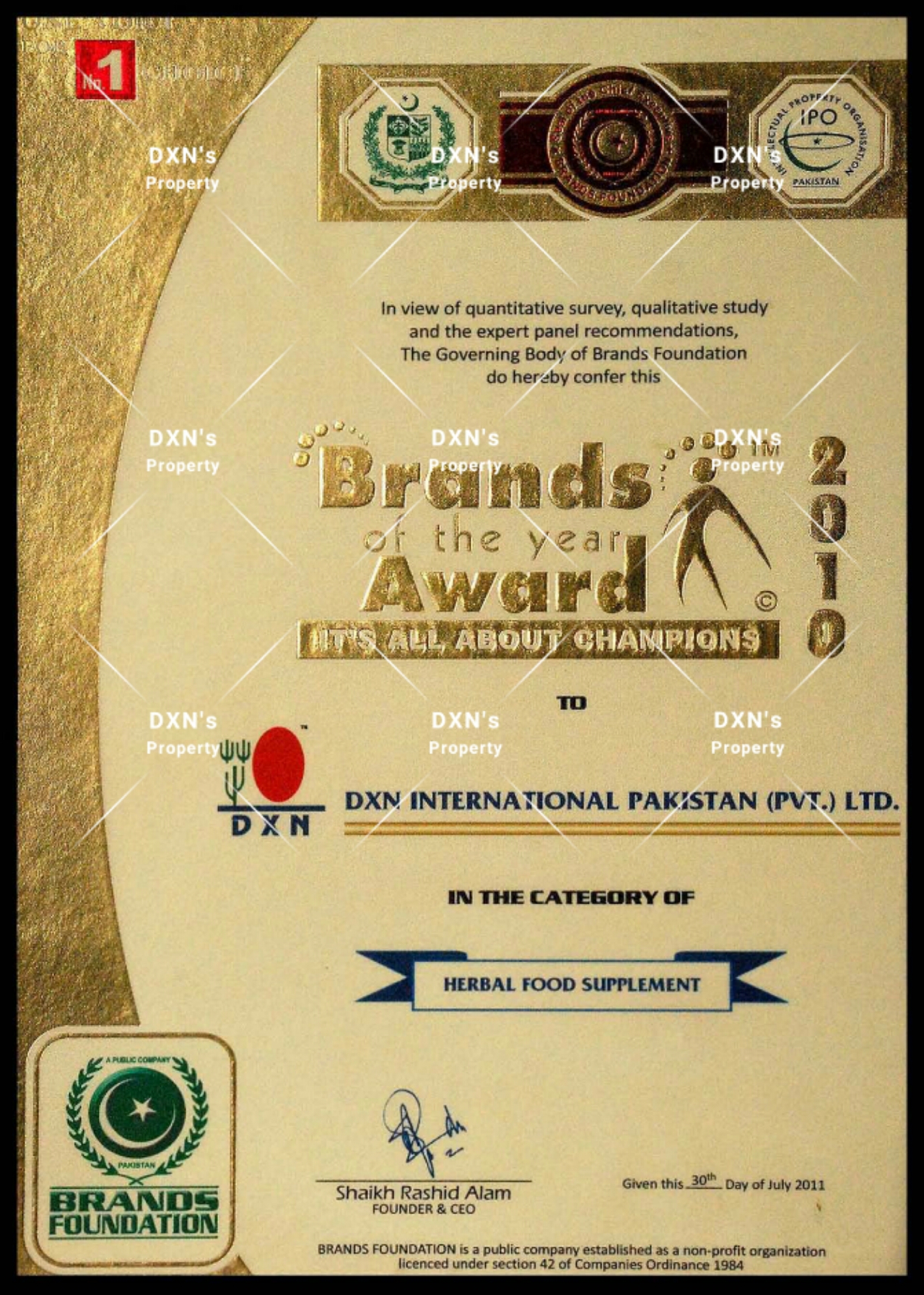 BRANDS OF THE YEAR AWARD 2010